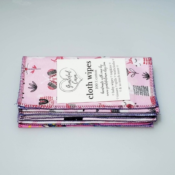 10 reusable CLOTH WIPES mixed pinks - Picture 4 of 5